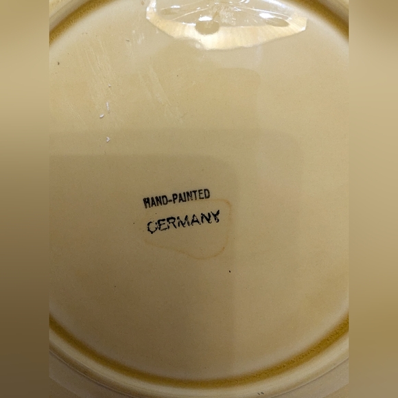 Vintage Hand painted in Germany serving plate with rattan handle. EUC . Cottage. - Picture 5 of 5